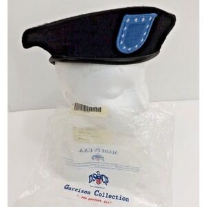 DSCP US Military Black Garrison Collection Black Wool Beret - Size 7-3⁄8